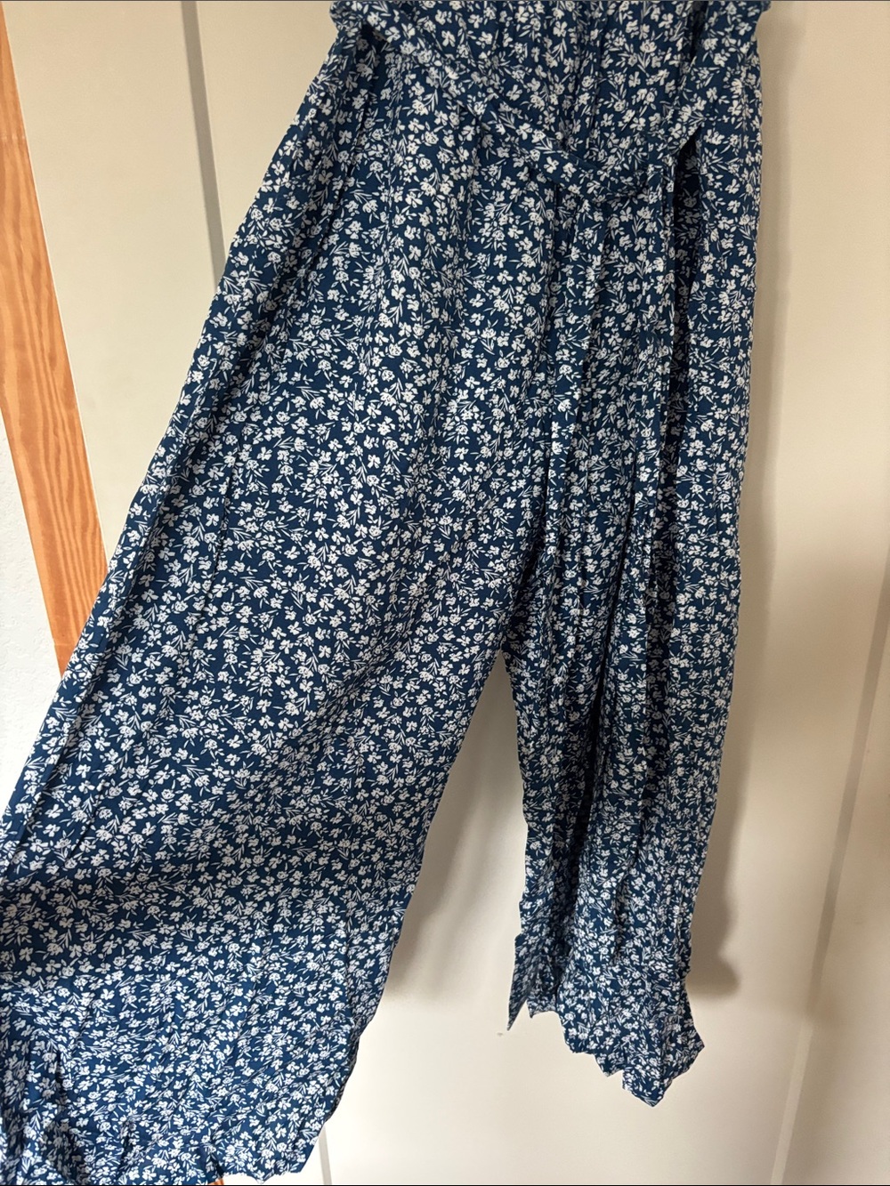 Baltic Born Navy Blue Floral Smocked Jumpsuit with Tie Straps - Picture 5 of 6